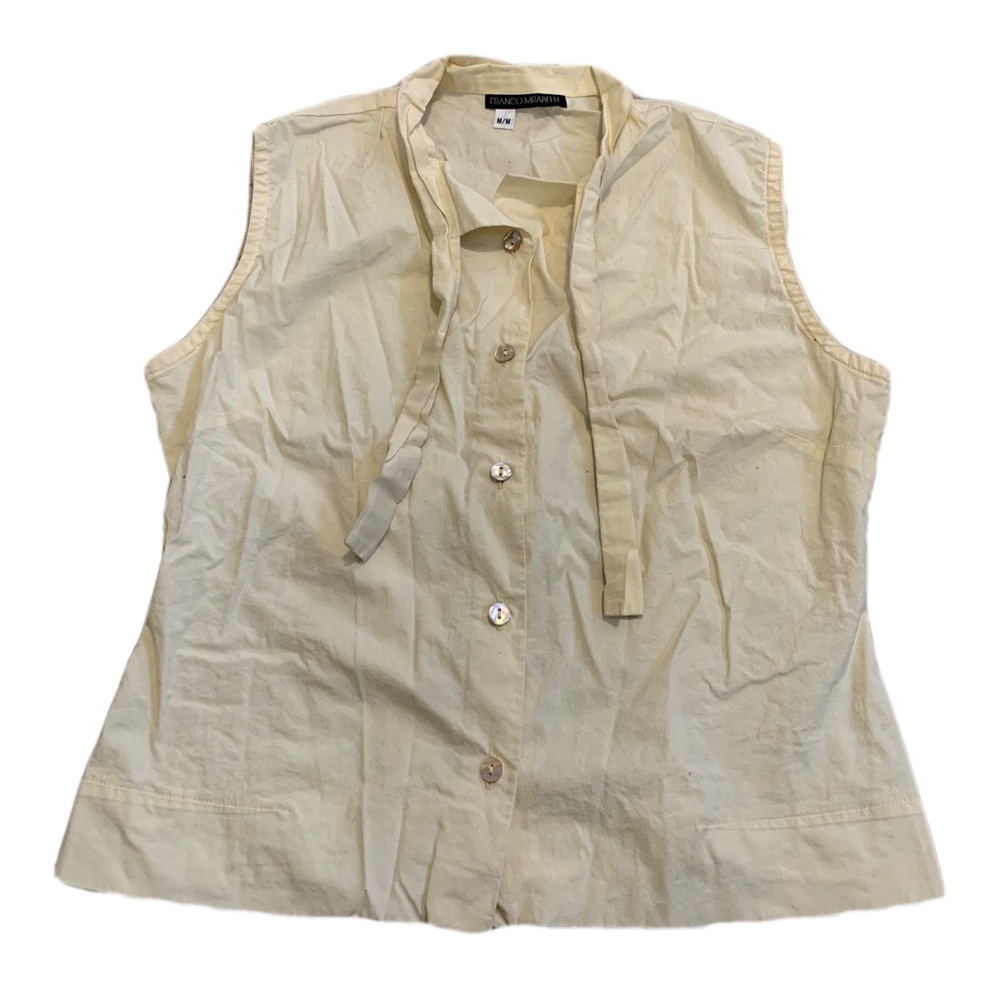 Franco Mirabelli Sleeveless Tie-Neck Blouse Medium
